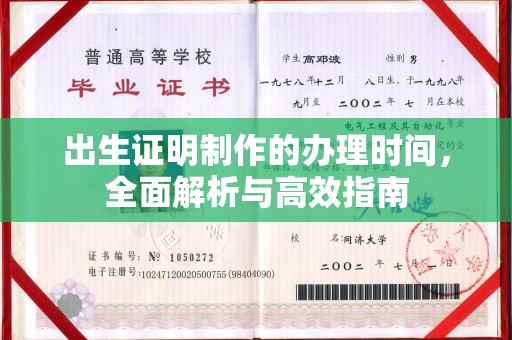 肇源出生证明制作的办理时间，全面解析与高效指南